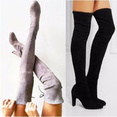 Overknee-Stiefel mit Schnürung hinten und Blockabsatz